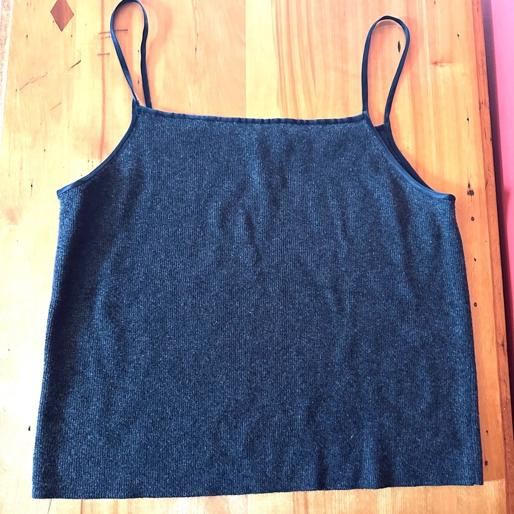 🩶NWOT Vintage Cashmere Blend charcoal grey Banana Republic cami sweater, size L